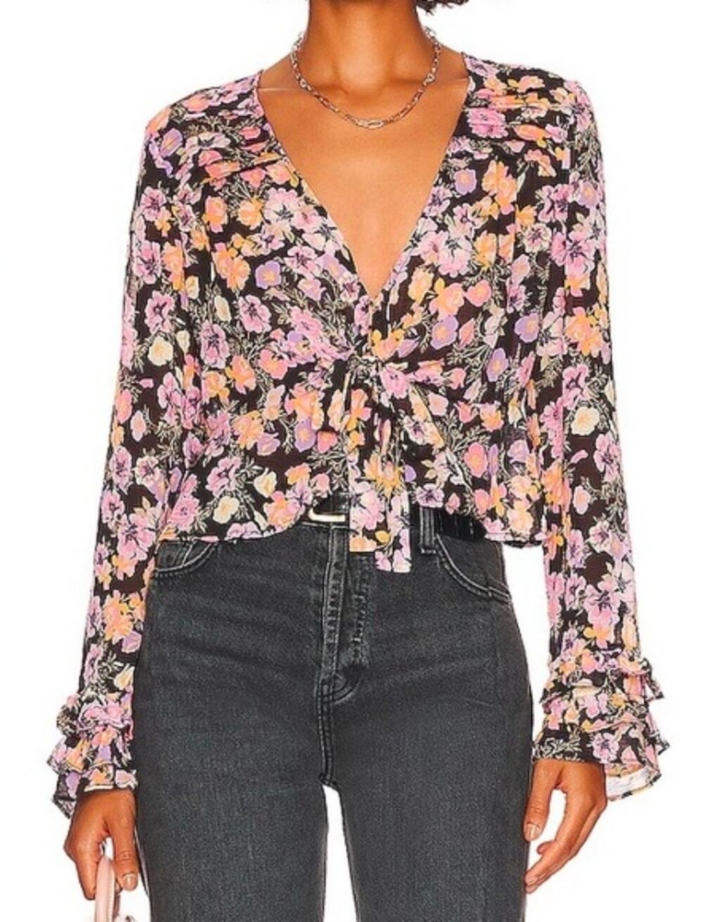NwT Free People Maybel Floral Bohemian Blouse XS